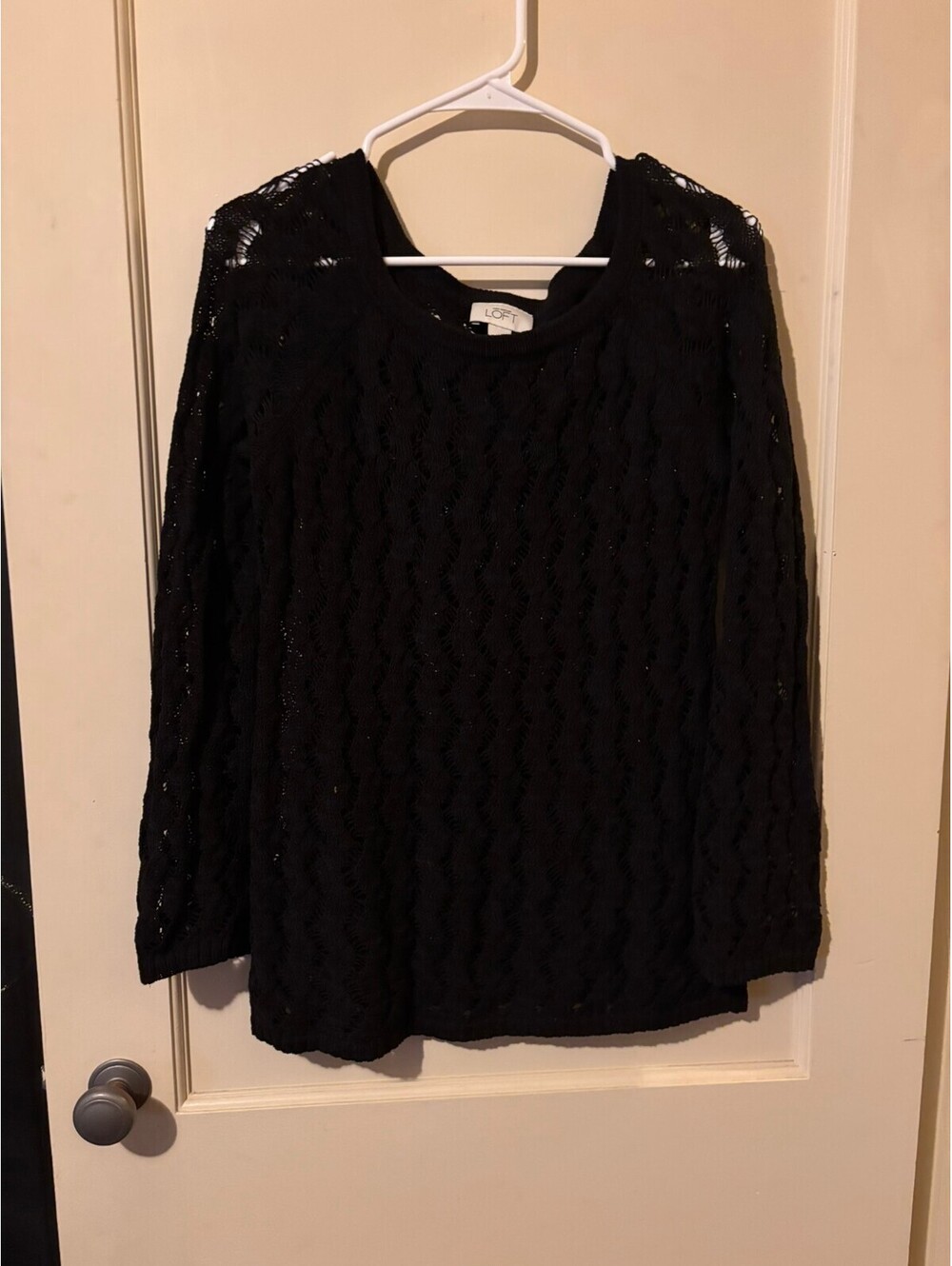 LOFT black open-knit sweater Medium